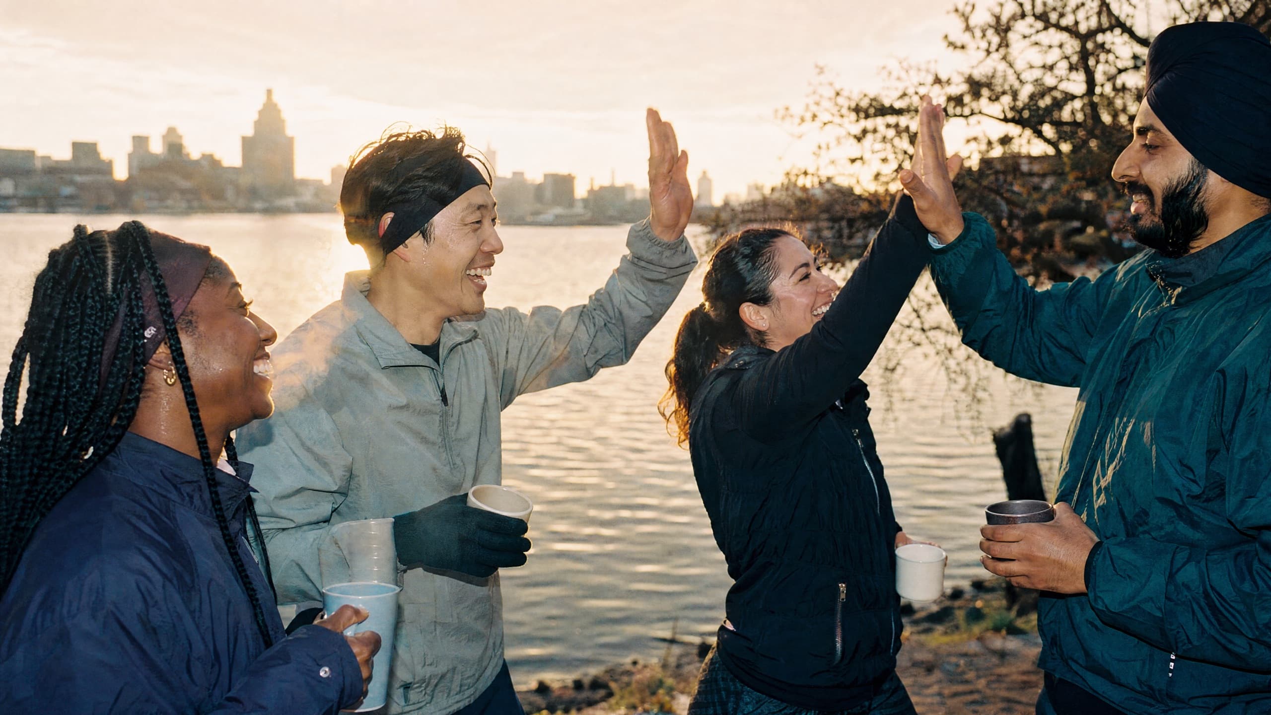 A run club on a city street